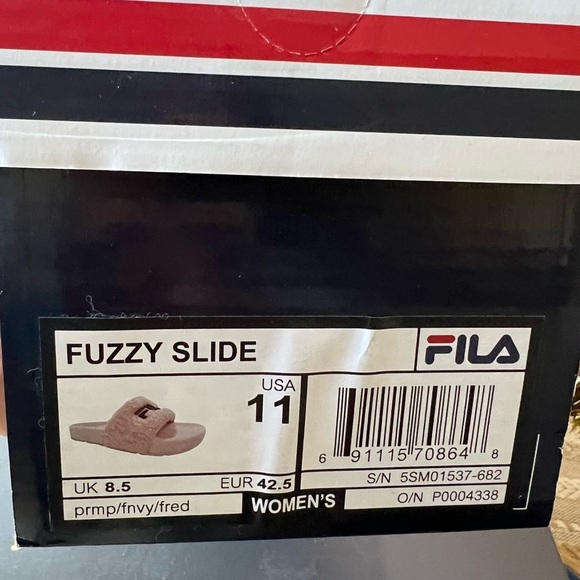 Fila Fuzzy Slide Sandals Pink Sz 11 - Picture 6 of 7